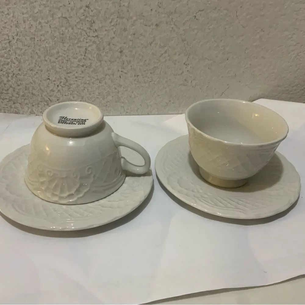 Tabletops Unlimited FLORENTINE set of 2 tea cups with saucers